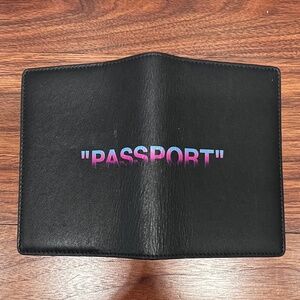 Off-White Quote Passport Wallet in Dark Blue & Purple
